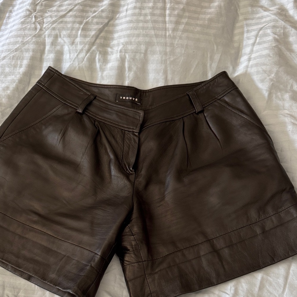 Dark Brown Leather Shorts